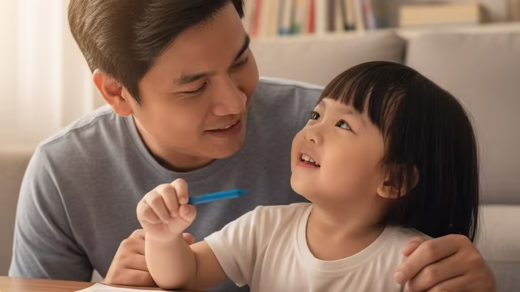 Tình cảm ba con thể hiện qua từng nét vẽ trong trò chơi giáo dục tô màu, giúp bé cảm thấy được yêu thương và ủng hộ.