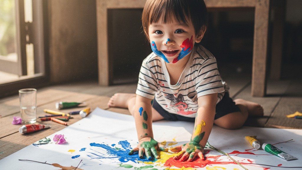 Dạy Bé Phối Màu Sáng Tạo: Hướng Dẫn A-Z Cho Cha Mẹ Phát Triển Tư Duy Nghệ Thuật Của Con 3 Bé gái say mê khám phá các loại màu nước và vật liệu tô màu đa dạng, giúp phát triển giác quan và sự sáng tạo.