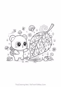 Chú gấu trúc chibi đáng yêu đang chờ bạn tô màu đấy!