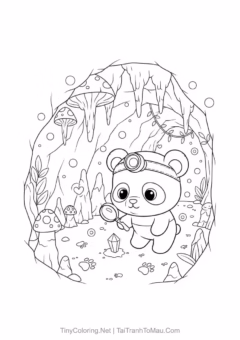 Chú gấu trúc chibi đáng yêu này đang chờ bé tô màu đấy!