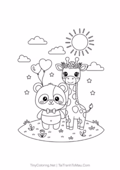Gấu trúc chibi dễ thương đang chờ bé tô màu thật đẹp!