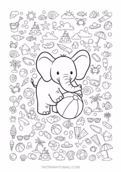 Một trang tô màu con voi ngộ nghĩnh đang chờ bé khám phá!