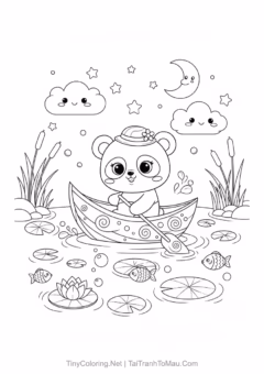 Bé sẽ thích mê tranh tô màu gấu trúc chibi đáng yêu này!