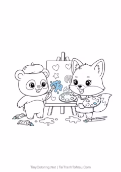 Bé sẽ thích mê với bức tranh tô màu gấu trúc chibi đáng yêu này.