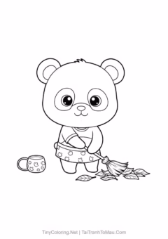 Bé sẽ thích thú với tranh tô màu gấu trúc chibi này.