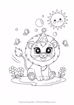 Tải ngay tranh tô màu con sư tử đáng yêu cho bé!