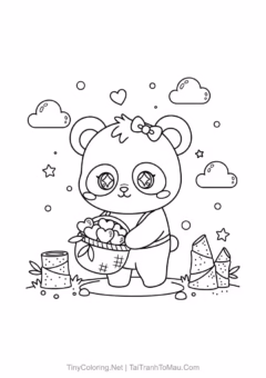 Tải ngay tranh tô màu gấu trúc chibi đáng yêu này cho bé nhà bạn!