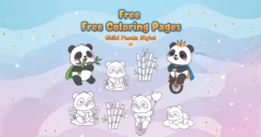 Tranh tô màu gấu trúc chibi siêu dễ thương cho bé.
