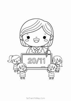Tranh tô màu 20/11 ý nghĩa dành tặng thầy cô.