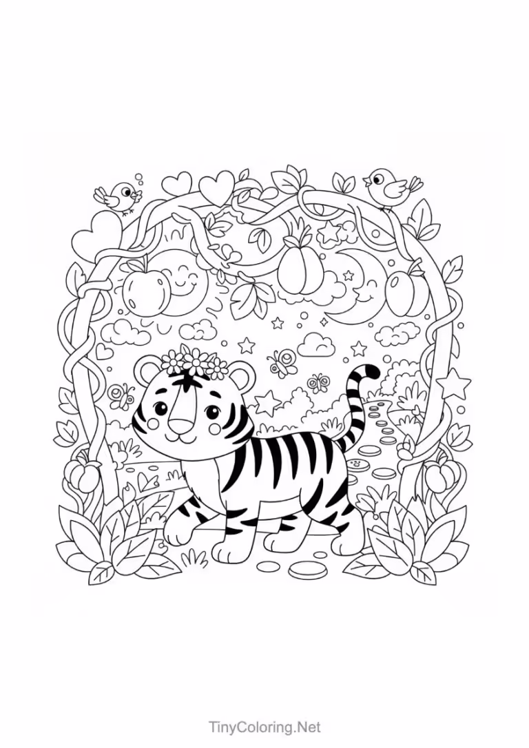 Tranh tô màu con hổ dũng mãnh cho bé yêu.