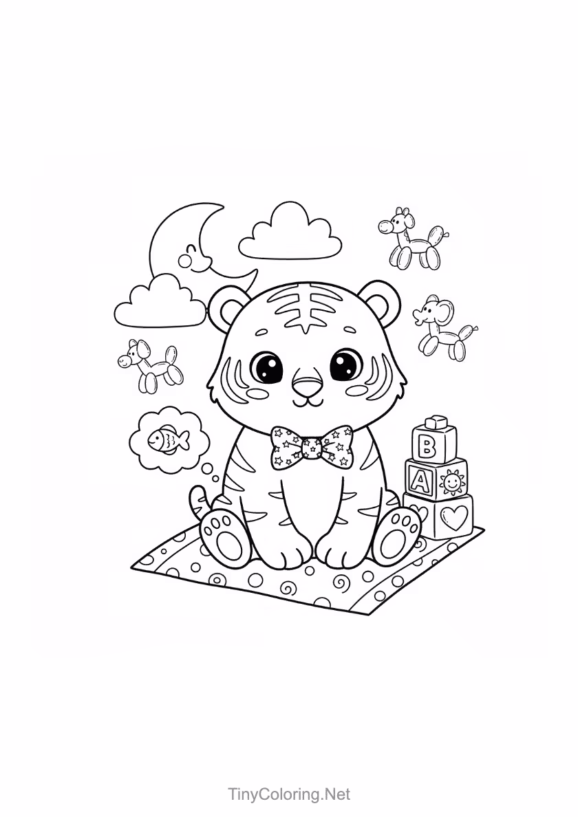 Tải 150+ Tranh Tô Màu Con Hổ Cute & Dũng Mãnh Cho Bé [Miễn Phí PDF A4]
