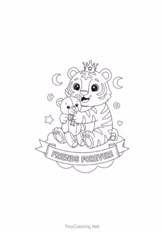 Tranh tô màu hổ con dễ thương cho bé mầm non tập tô