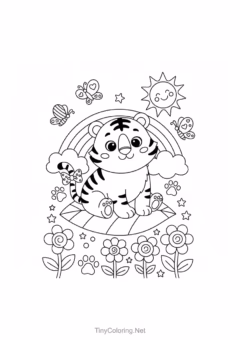 Tranh tô màu con hổ dũng mãnh cho bé.