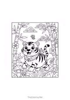 Tranh tô màu con hổ dễ thương, hình ảnh đẹp.
