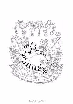 Tranh tô màu con hổ dễ thương cho bé.