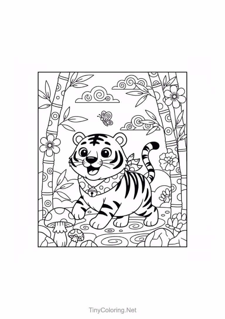 Tranh tô màu con hổ dễ thương, hình ảnh đẹp.