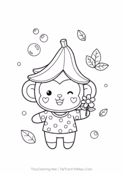 Tranh tô màu con khỉ đáng yêu cho bé.