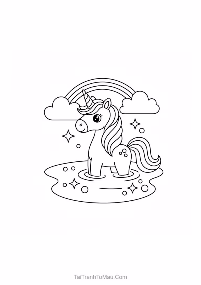 Majestic horse coloring page showing a horse standing proudly with a long, beautiful mane.