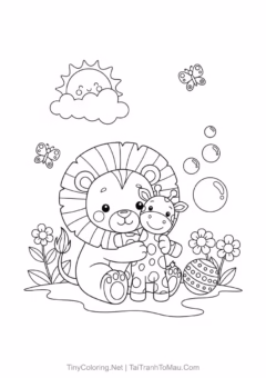 Tranh Tô Màu Con Sư Tử Cute & Dũng Mãnh – sư tử dũng mãnh.