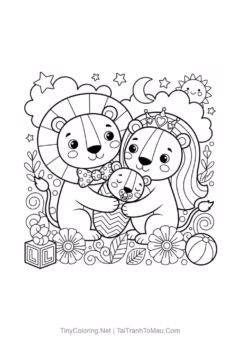 Tranh tô màu sư tử dũng mãnh