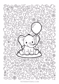 Mother and baby elephant coloring page showing their affectionate bond and maternal love.