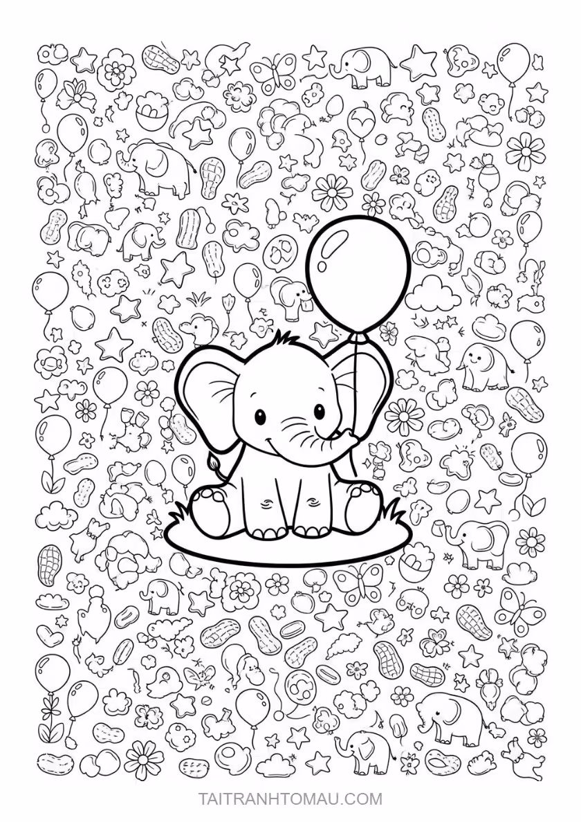 Tải 200+ Tranh Tô Màu Con Voi Cute, Đơn Giản Cho Bé [Miễn Phí PDF A4]