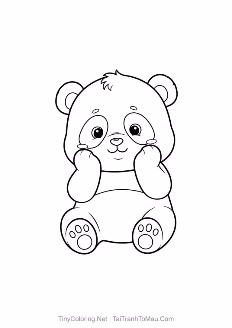 Tranh tô màu gấu trúc đáng yêu cho bé.