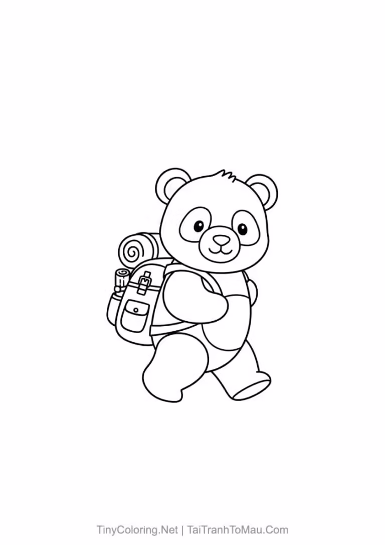 Tranh tô màu gấu trúc dễ thương cho bé sáng tạo.