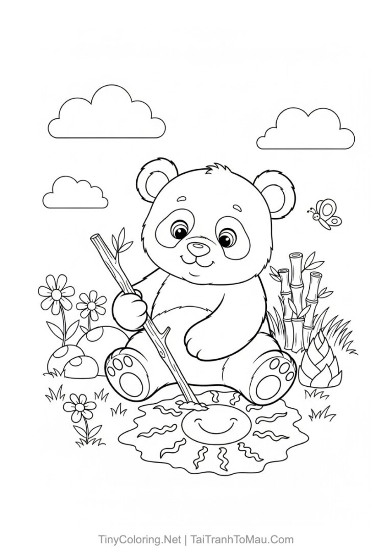 Tải 200+ Tranh Tô Màu Gấu Trúc Cute, Đẹp Nhất Cho Bé [Miễn Phí PDF A4]