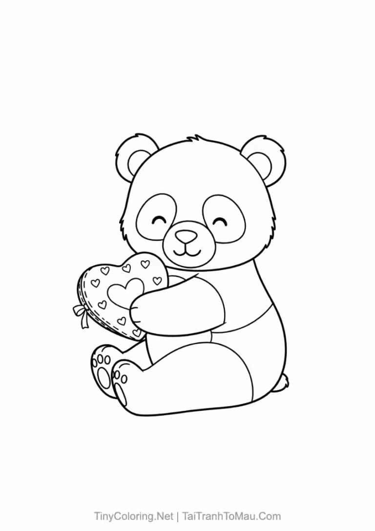 Tranh tô màu gấu trúc đáng yêu cho bé.