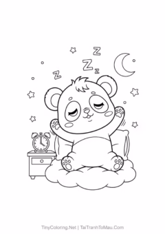 Tranh tô màu gấu trúc chibi đáng yêu cho bé.