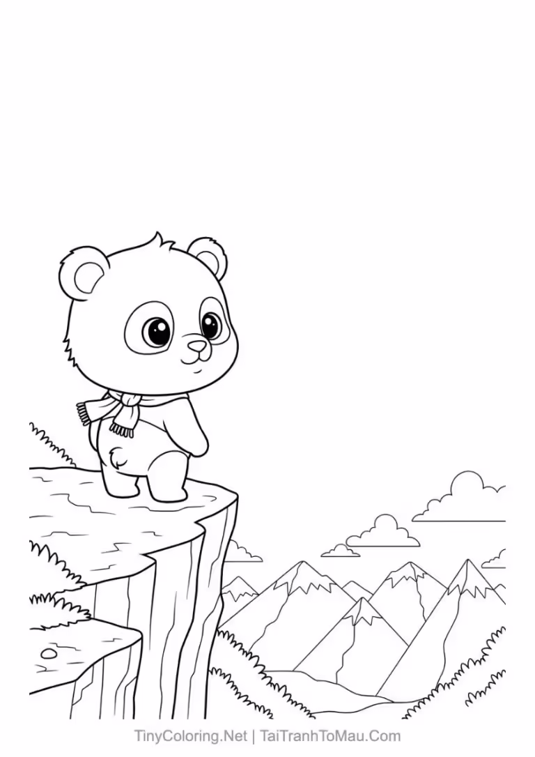 Tranh tô màu gấu trúc chibi đáng yêu, ngộ nghĩnh cho bé.