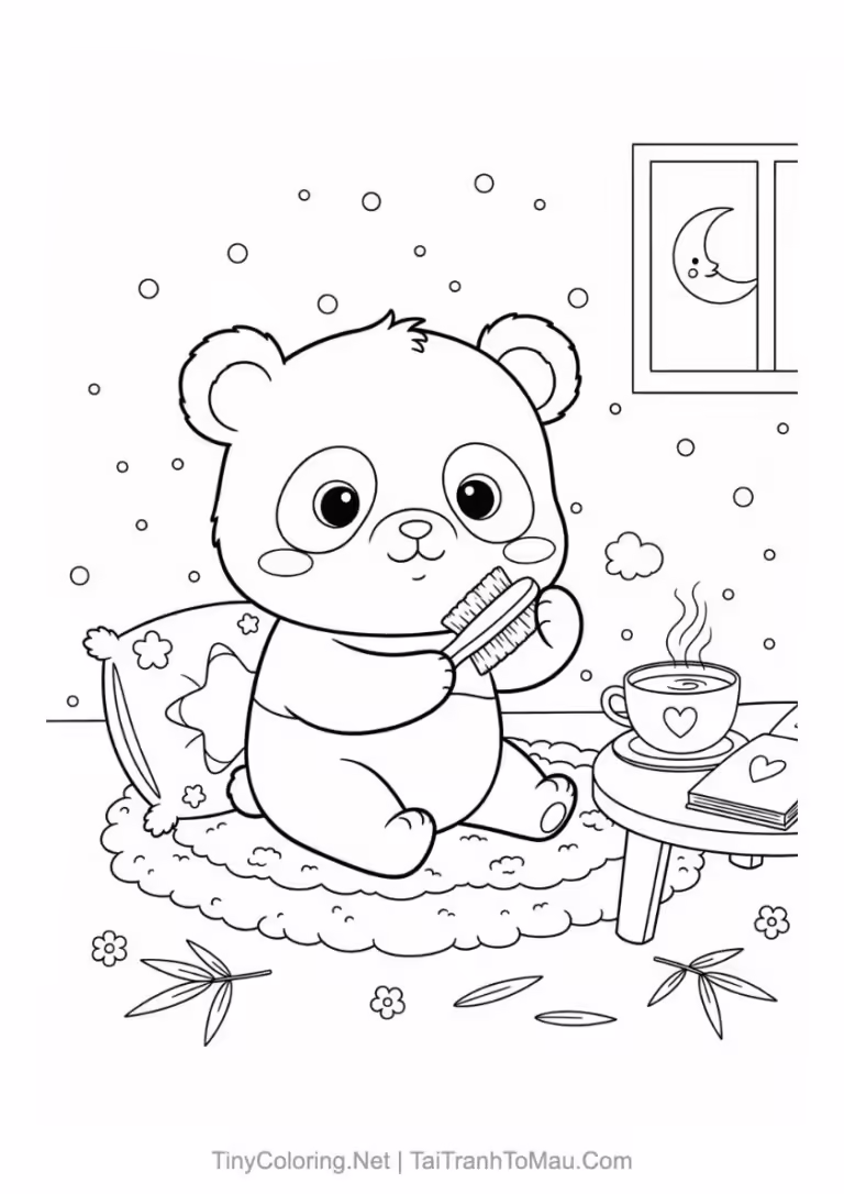 Tải 50+ Tranh Tô Màu Gấu Trúc Chibi Cute, Đơn Giản Cho Bé [Miễn Phí A4]