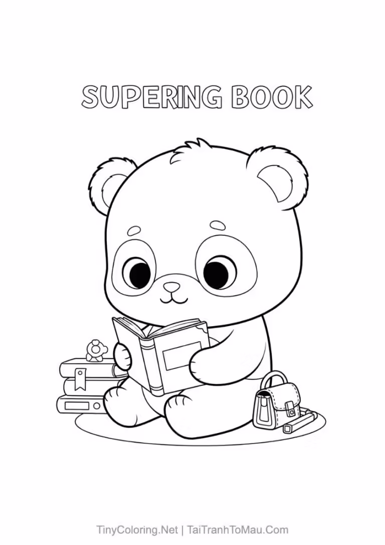 Tranh tô màu gấu trúc chibi đáng yêu cho bé.