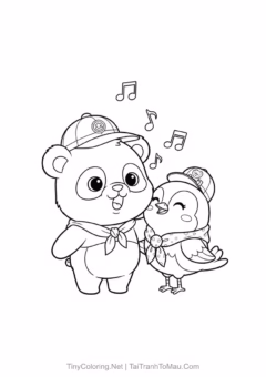 Tranh tô màu gấu trúc chibi đáng yêu cho bé.