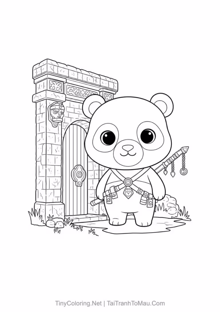 Tranh tô màu gấu trúc chibi cực đáng yêu cho bé.
