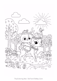 Tranh tô màu gấu trúc chibi đáng yêu cho bé.