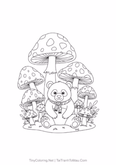 Tranh Tô Màu Gấu Trúc Cute – gấu trúc ôm gối tre.