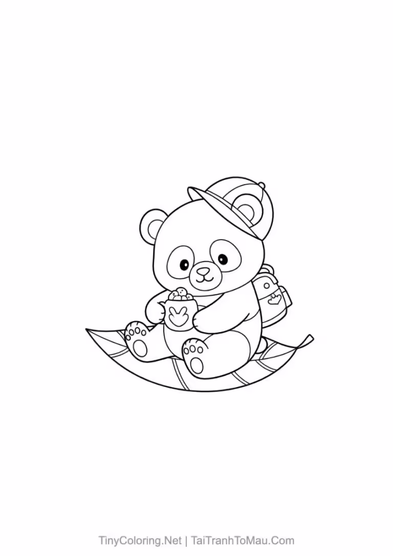 Tranh tô màu gấu trúc dễ thương cho bé.