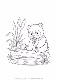 Tranh tô màu gấu trúc dễ thương cho bé tải miễn phí.