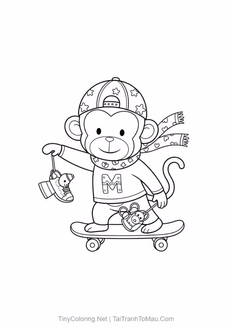 Tải 100+ Tranh Tô Màu Con Khỉ Cute, Ngộ Nghĩnh Cho Bé [Miễn Phí PDF A4]
