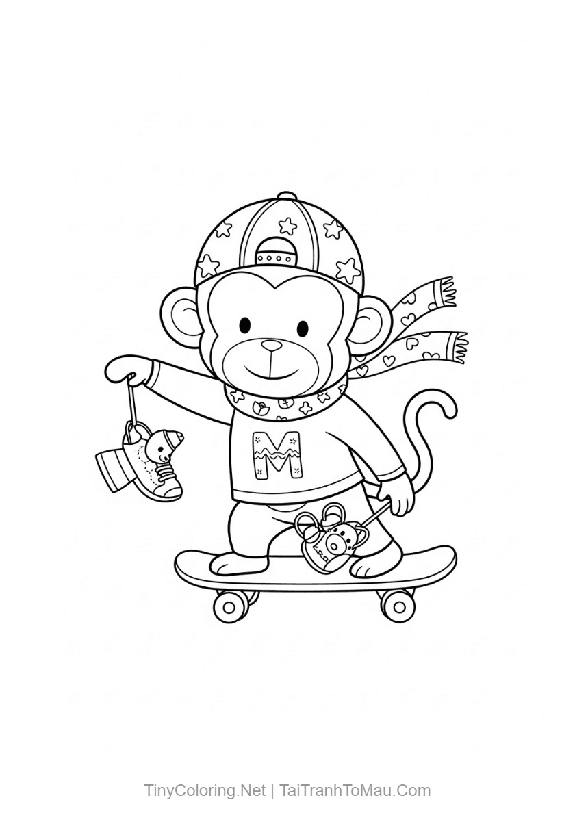 Cute Monkey Coloring Pages for Kids [Free Printable PDF A4]