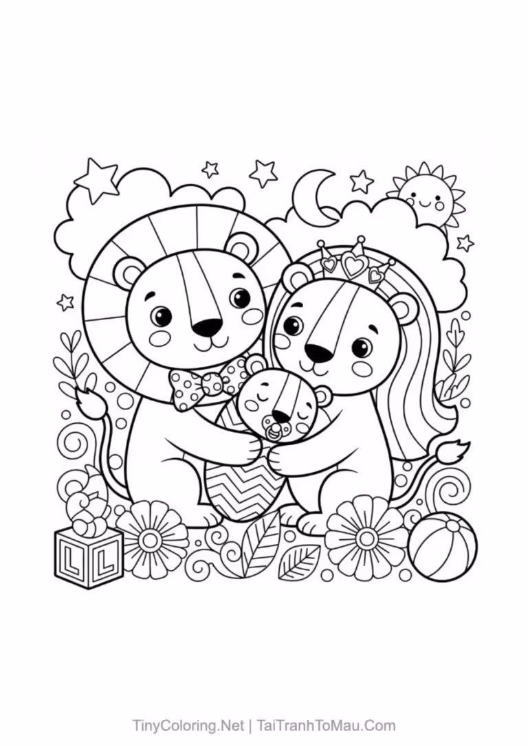 Tranh tô màu sư tử dũng mãnh