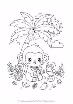 Bé yêu sẽ thích mê khi tô màu cho chú khỉ đáng yêu này!