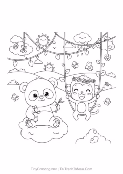Bé yêu sẽ thích thú với tranh tô màu gấu trúc chibi đáng yêu này!