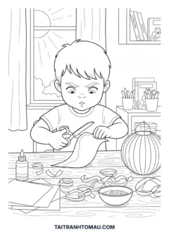 bé làm lồng đèn