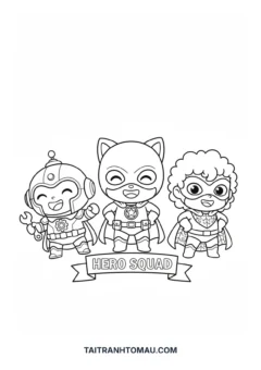 Tranh tô màu Siêu Nhân chibi cute biệt đội siêu nhân chibi