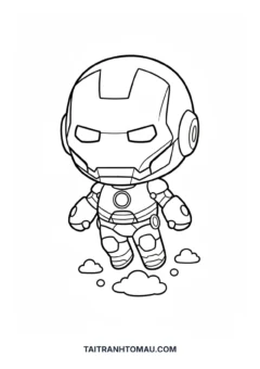 Tranh tô màu Siêu Nhân Iron Man chibi ngộ nghĩnh