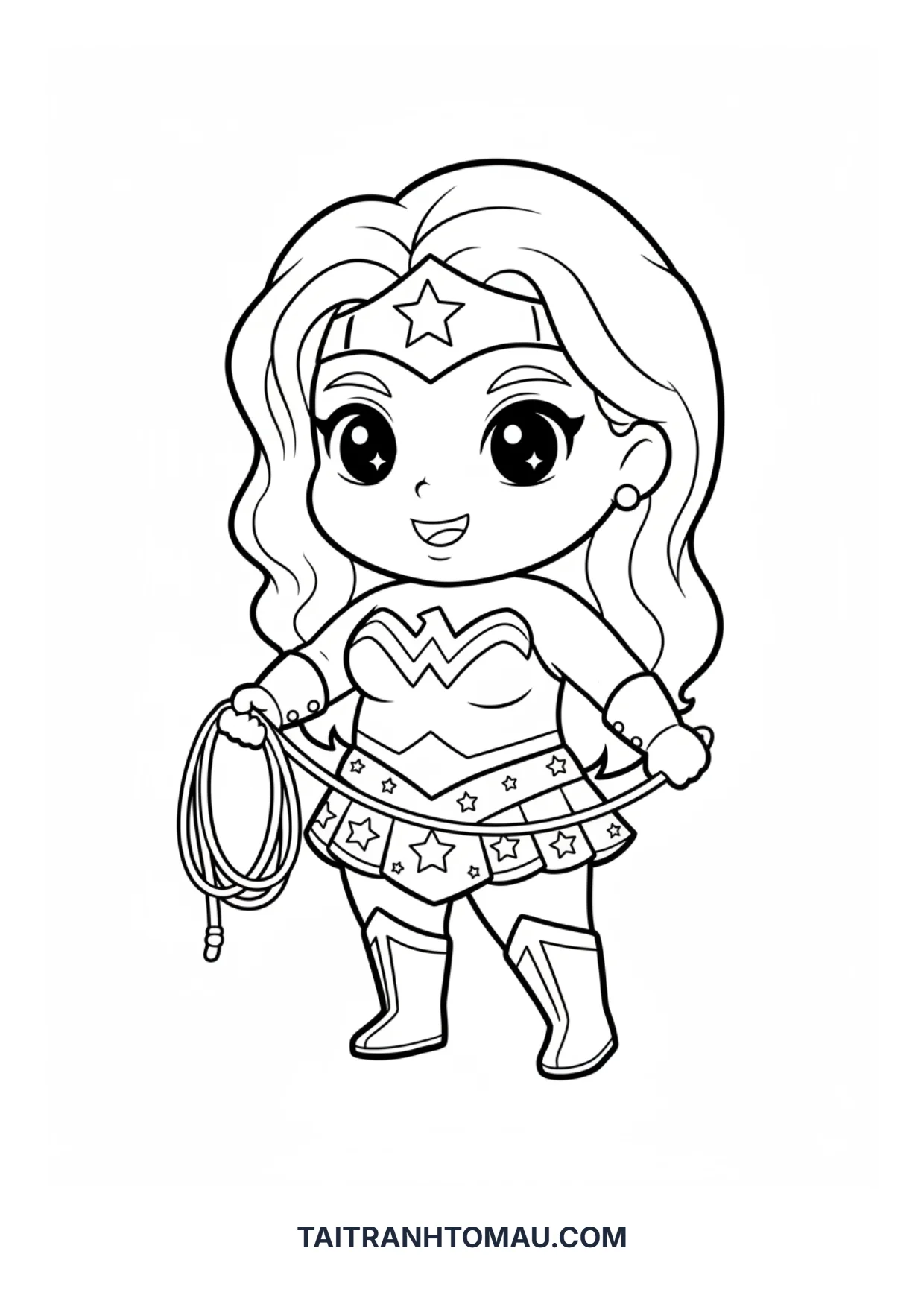 Nữ siêu nhân Wonder Woman chibi Tranh tô màu chibi Wonder Woman