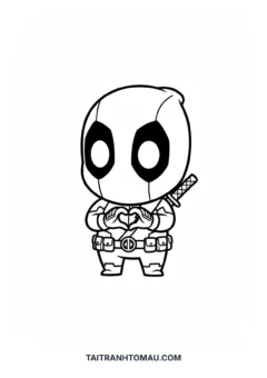 Tranh tô màu deadpool chibi